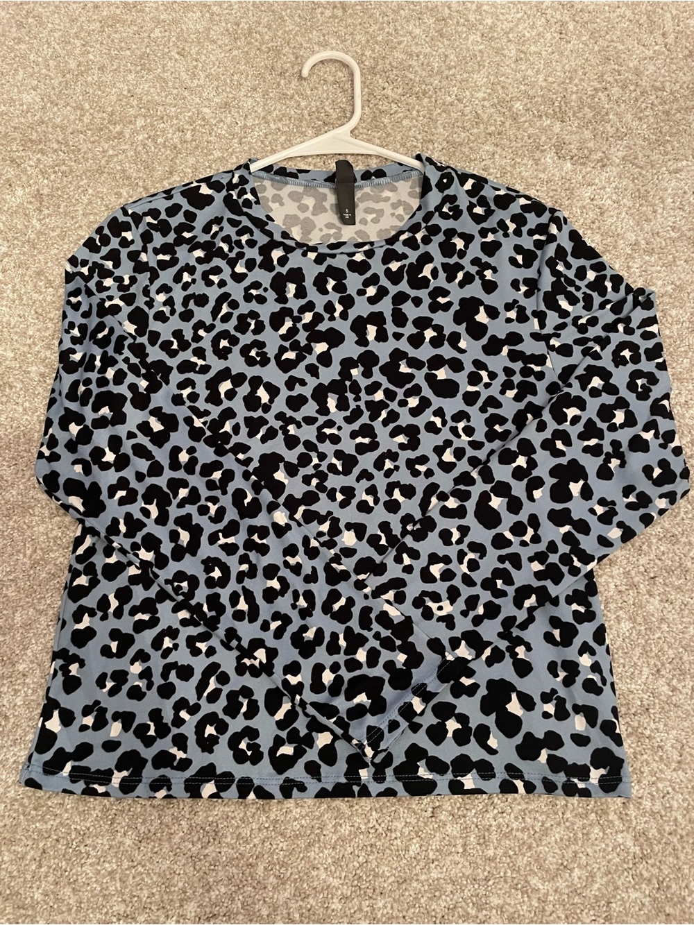 Francesca’s ALYA Blue Leopard Print Long Sleeve Top – Small